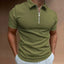 Summer Men's Solid Color Polo Shirt Short Sleeve Turn-Down Collar Zipper Tshirts &for Men Casual Streetwear New Male Tops - Slobuy