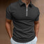 Summer Men's Solid Color Polo Shirt Short Sleeve Turn-Down Collar Zipper Tshirts &for Men Casual Streetwear New Male Tops - Slobuy
