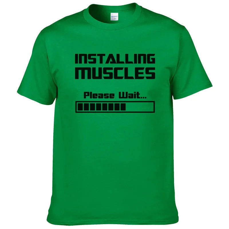 Summer New Tshirts Installing Muscles Please Wait Loading Bar Funny Print T Shirt Men Women  Cotton Short Sleeve Cool Tees #310 - Slobuy