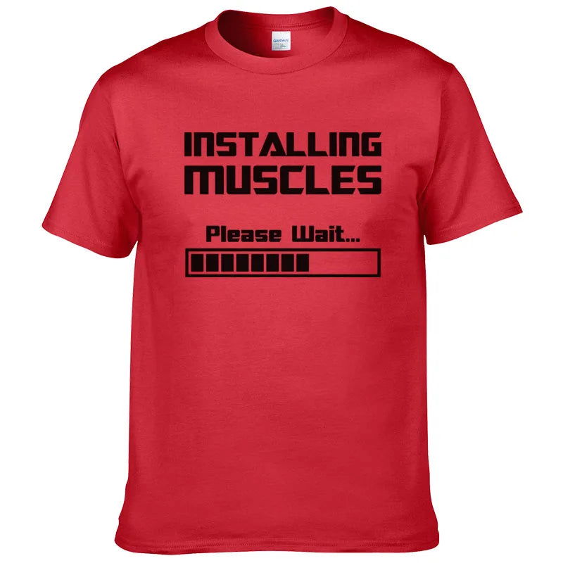Summer New Tshirts Installing Muscles Please Wait Loading Bar Funny Print T Shirt Men Women  Cotton Short Sleeve Cool Tees #310 - Slobuy