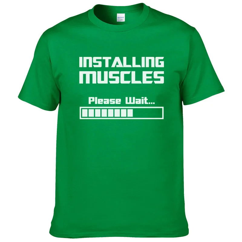 Summer New Tshirts Installing Muscles Please Wait Loading Bar Funny Print T Shirt Men Women  Cotton Short Sleeve Cool Tees #310 - Slobuy