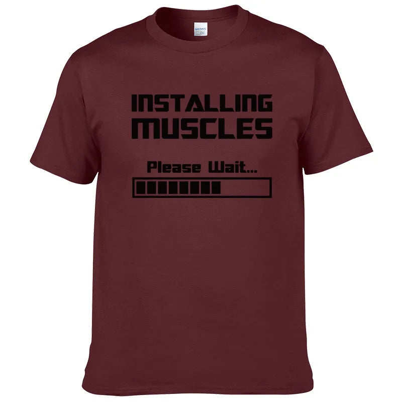 Summer New Tshirts Installing Muscles Please Wait Loading Bar Funny Print T Shirt Men Women  Cotton Short Sleeve Cool Tees #310 - Slobuy