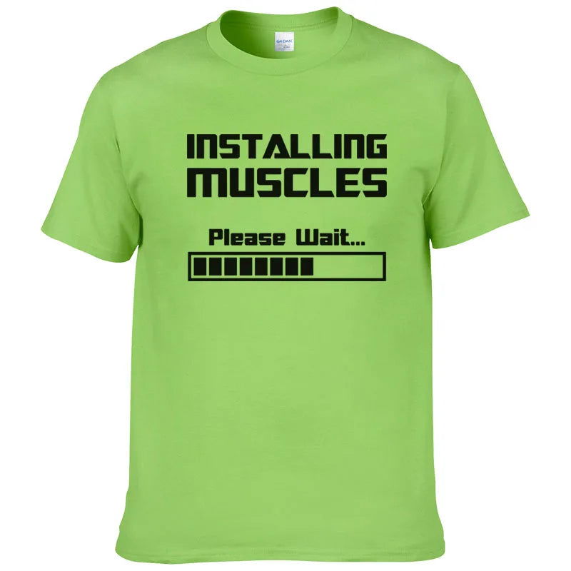 Summer New Tshirts Installing Muscles Please Wait Loading Bar Funny Print T Shirt Men Women  Cotton Short Sleeve Cool Tees #310 - Slobuy