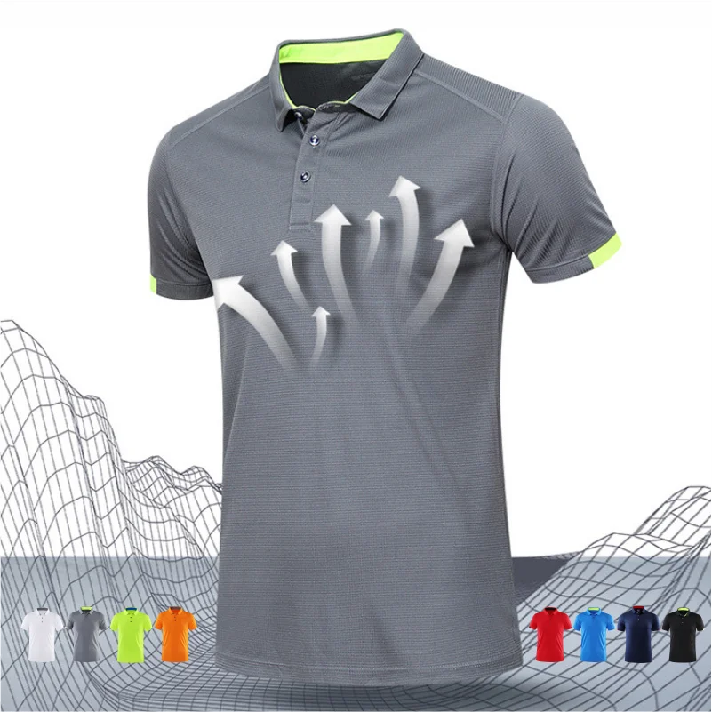 Summer Quick Drying Short Sleeved Polo Shirt Golf Jersey Company Group Breathable Fitness Lapel Sports Sleeved 8-Color Large Top - Slobuy