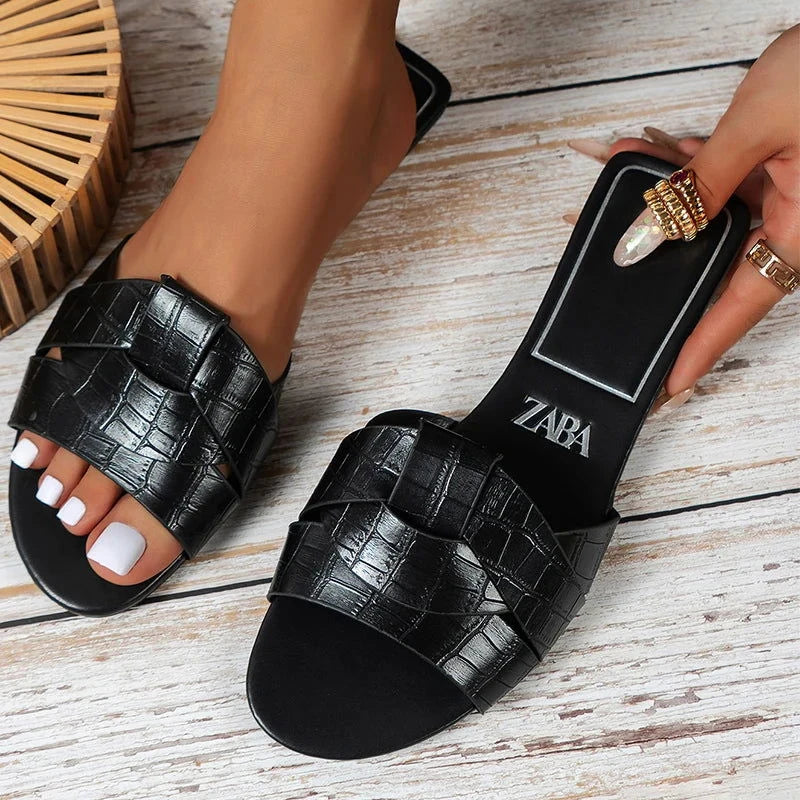 Summer Slippers Women Flat Luxury Outdoor Beach Flip Flops Female Sandals Trend Brand Design Slides Shoes Woman 2024 Big Size 42 - Slobuy