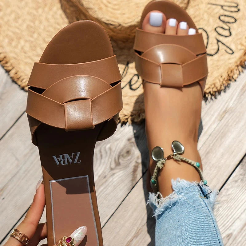 Summer Slippers Women Flat Luxury Outdoor Beach Flip Flops Female Sandals Trend Brand Design Slides Shoes Woman 2024 Big Size 42 - Slobuy