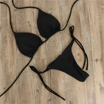 Summer Swimsuit Women Sexy Bikini Set Push-up Padded Bra Thong Two Pieces Swimwear Beachwear Bathing Suit Female Sexy Swimsuits - Slobuy