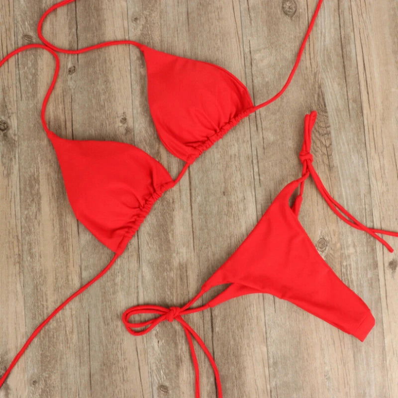 Summer Swimsuit Women Sexy Bikini Set Push-up Padded Bra Thong Two Pieces Swimwear Beachwear Bathing Suit Female Sexy Swimsuits - Slobuy