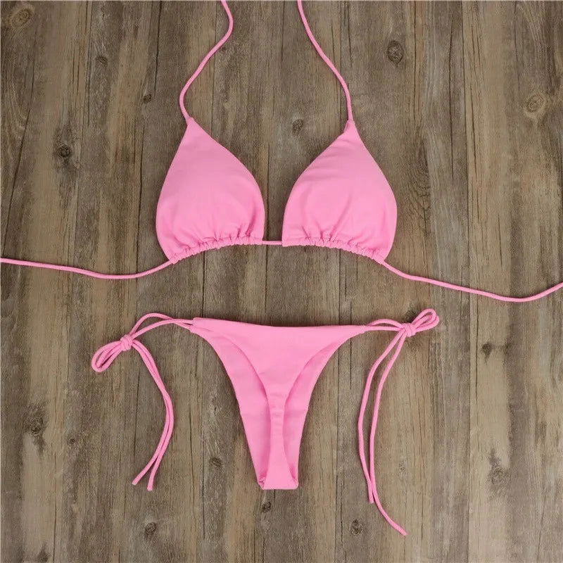 Summer Swimsuit Women Sexy Bikini Set Push-up Padded Bra Thong Two Pieces Swimwear Beachwear Bathing Suit Female Sexy Swimsuits - Slobuy