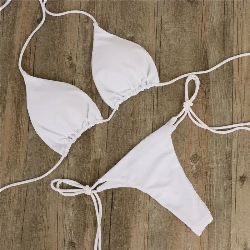 Summer Swimsuit Women Sexy Bikini Set Push-up Padded Bra Thong Two Pieces Swimwear Beachwear Bathing Suit Female Sexy Swimsuits - Slobuy