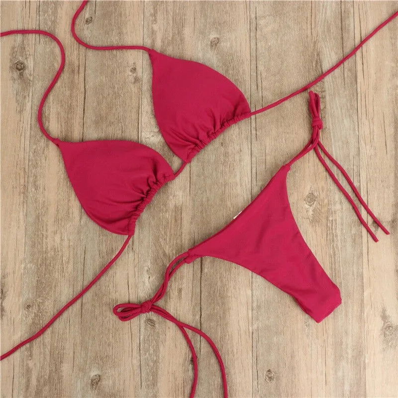 Summer Swimsuit Women Sexy Bikini Set Push-up Padded Bra Thong Two Pieces Swimwear Beachwear Bathing Suit Female Sexy Swimsuits - Slobuy