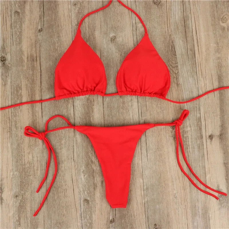 Summer Swimsuit Women Sexy Bikini Set Push-up Padded Bra Thong Two Pieces Swimwear Beachwear Bathing Suit Female Sexy Swimsuits - Slobuy
