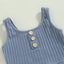 Summer Toddler Baby Girls Outfit Clothes Sets Solid Color Button Vest + Ribbed Drawstring Shorts Baby Children Clothing - Slobuy