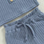 Summer Toddler Baby Girls Outfit Clothes Sets Solid Color Button Vest + Ribbed Drawstring Shorts Baby Children Clothing - Slobuy