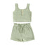 Summer Toddler Baby Girls Outfit Clothes Sets Solid Color Button Vest + Ribbed Drawstring Shorts Baby Children Clothing - Slobuy