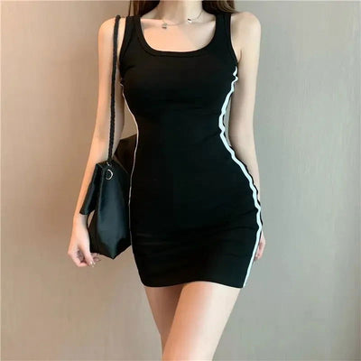 Summer Women Casual Sheath Dress Lady Spaghetti Strap Sleeveless Sexy Stretch Slim Dress Vestidos QT030 - Slobuy