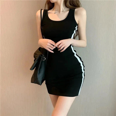 Summer Women Casual Sheath Dress Lady Spaghetti Strap Sleeveless Sexy Stretch Slim Dress Vestidos QT030 - Slobuy