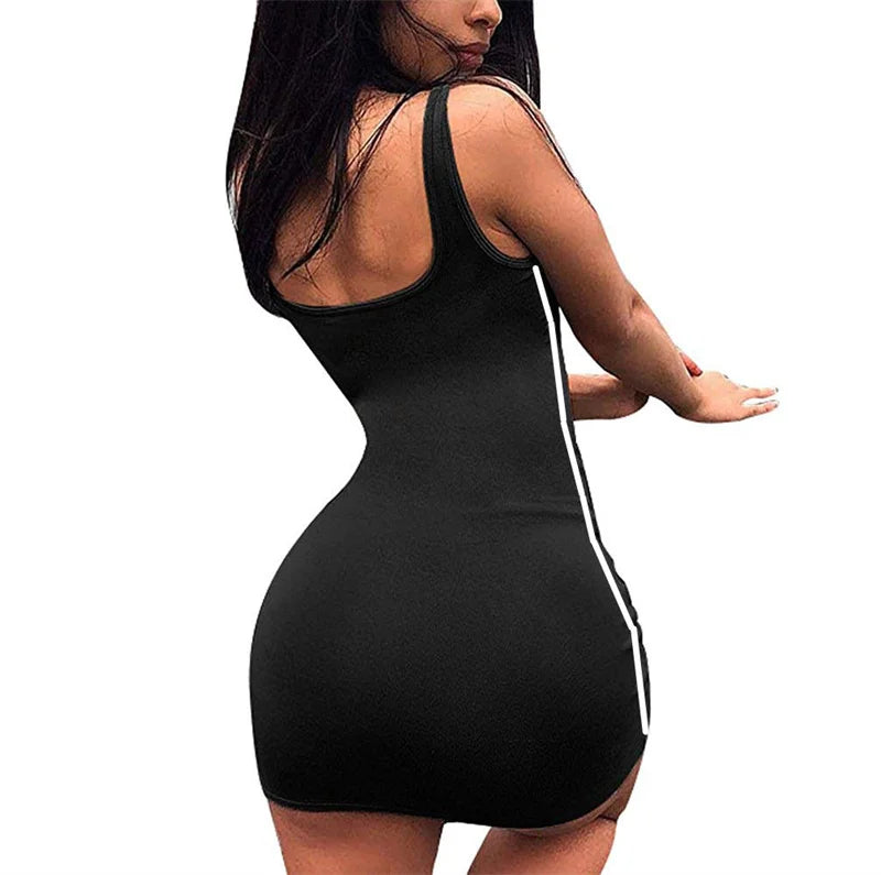 Summer Women Casual Sheath Dress Lady Spaghetti Strap Sleeveless Sexy Stretch Slim Dress Vestidos QT030 - Slobuy