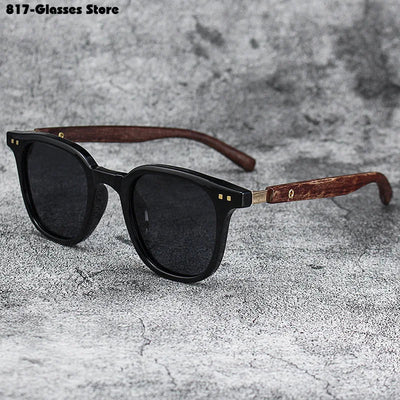 Sunglasses for Men Women's Trendy Retro Wood Grain Polarized UV Protection Eyewear Cycling Outdoor Street Photography - Slobuy