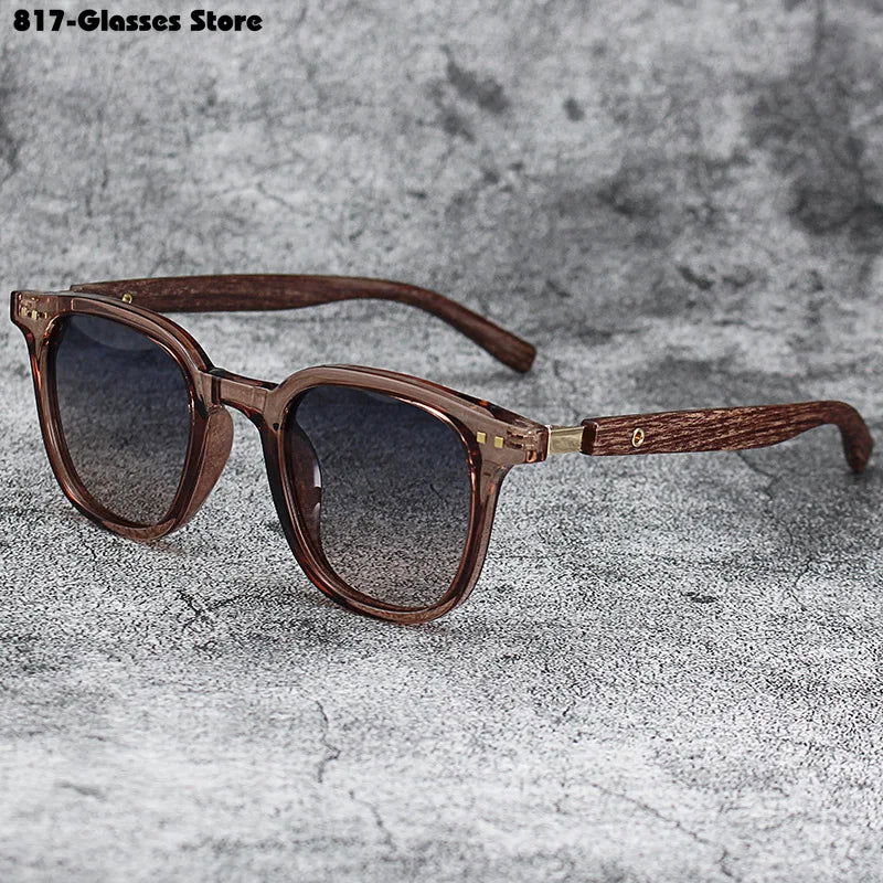 Sunglasses for Men Women's Trendy Retro Wood Grain Polarized UV Protection Eyewear Cycling Outdoor Street Photography - Slobuy
