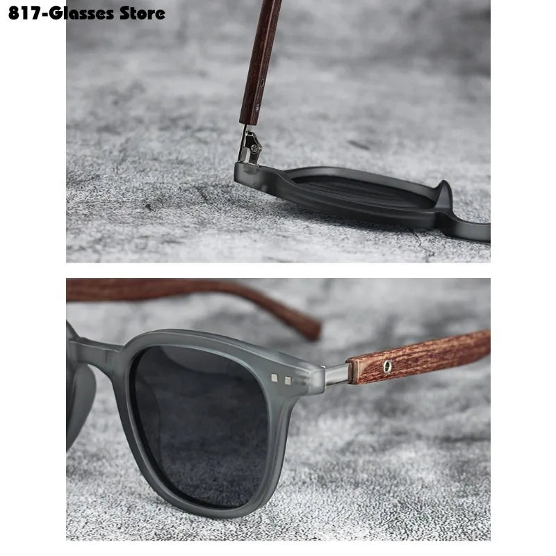 Sunglasses for Men Women's Trendy Retro Wood Grain Polarized UV Protection Eyewear Cycling Outdoor Street Photography - Slobuy