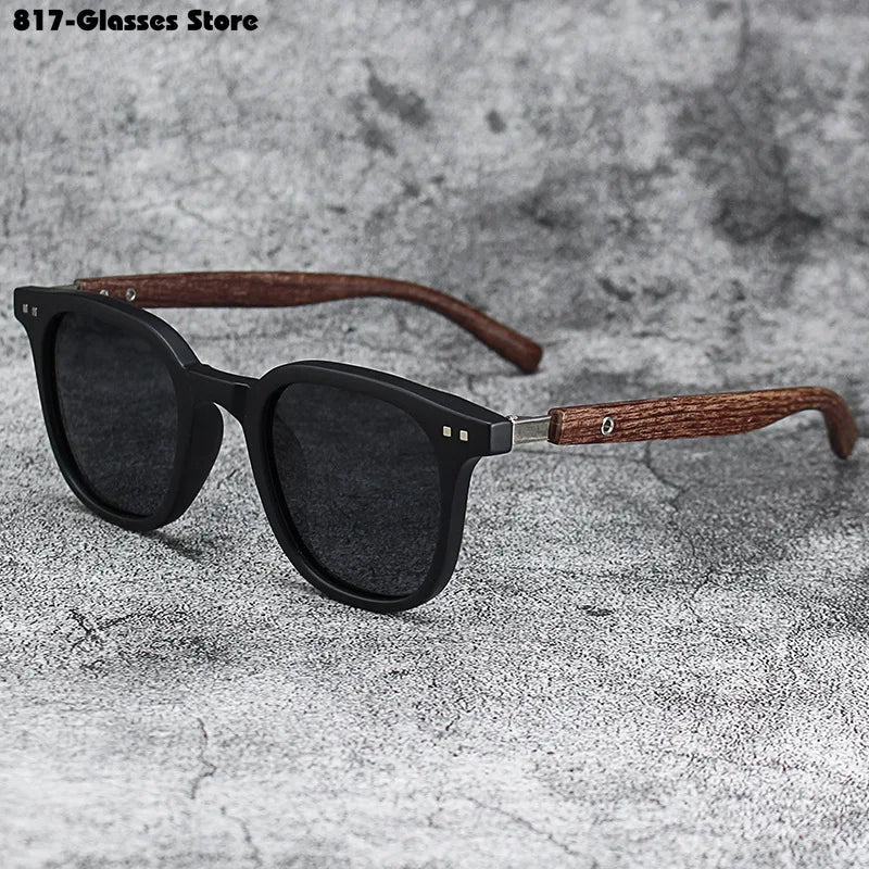 Sunglasses for Men Women's Trendy Retro Wood Grain Polarized UV Protection Eyewear Cycling Outdoor Street Photography - Slobuy
