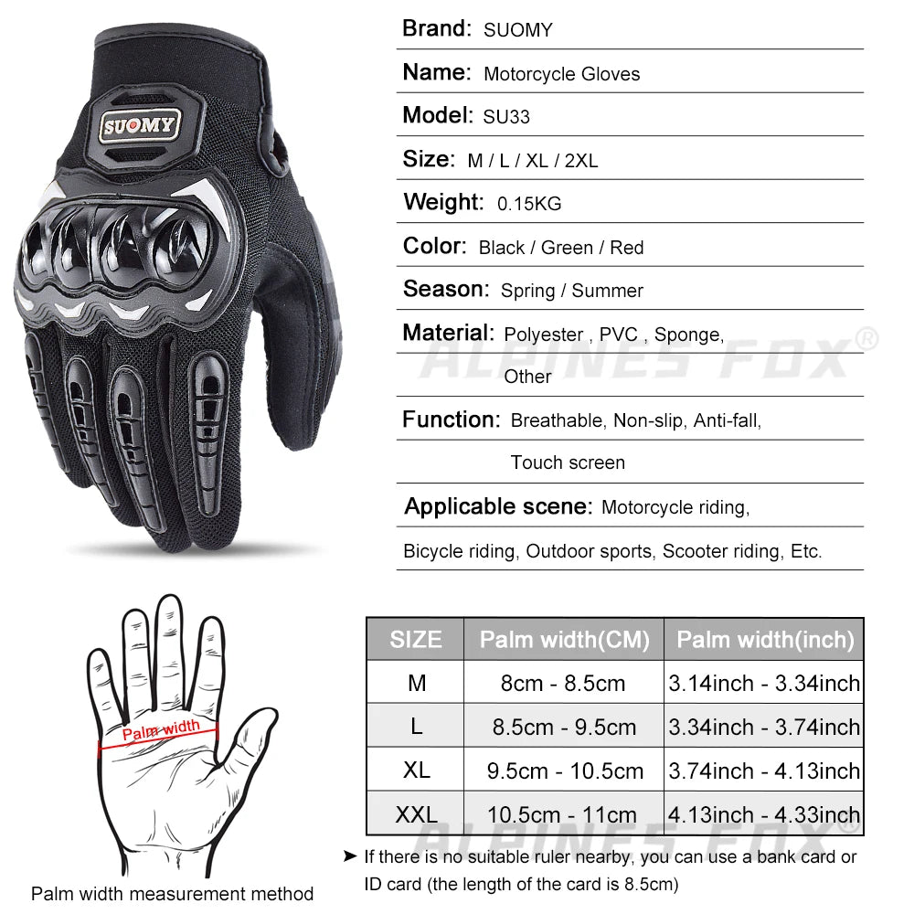 Suomy Motorcycle Gloves Moto Touch Screen Breathable Motorbike Racing Riding Bicycle Protective Guantes Summer Sports for Honda - Slobuy