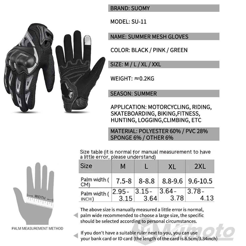 Suomy Motorcycle Gloves Summer Mesh Breathable Moto Gloves Men Women Touch Screen Motocross Gloves Touch Screen Cycling Gloves - Slobuy