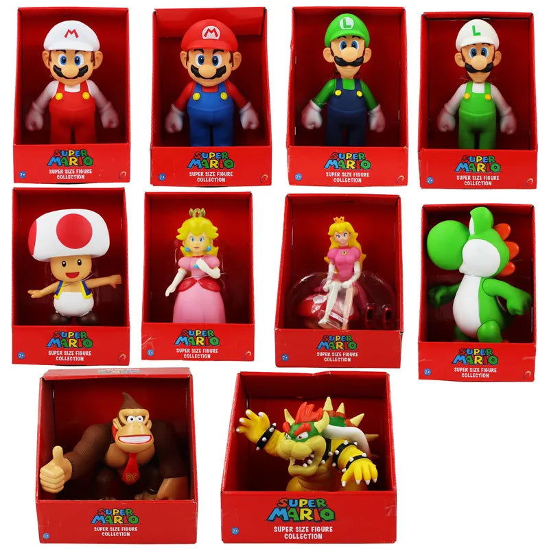 Super Mario Bros Toys Mario Luigi Yoshi Peach Bowser Donkey Kong Anime Figures Action Collection Toys Model Dolls for Kids Gifts - Slobuy