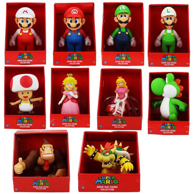 Super Mario Bros Toys Mario Luigi Yoshi Peach Bowser Donkey Kong Anime Figures Action Collection Toys Model Dolls for Kids Gifts - Slobuy