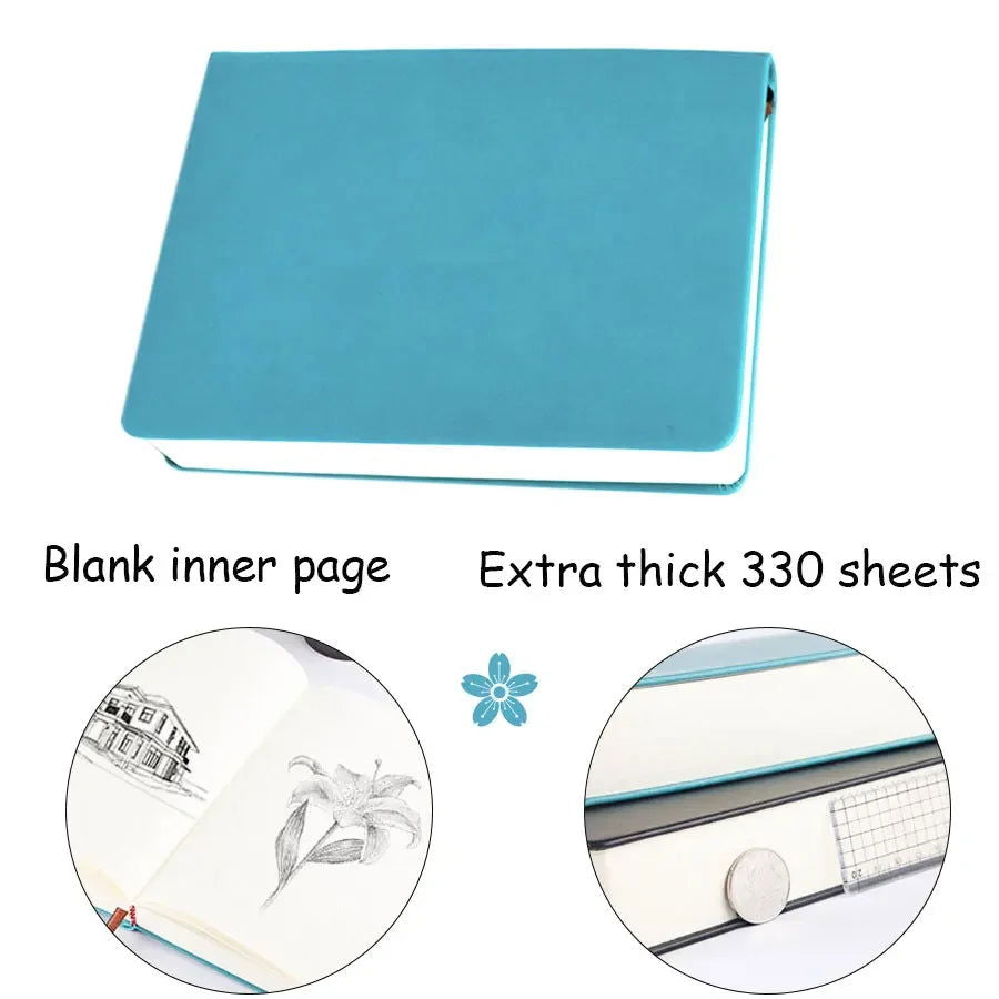 Super Thick Notebooks Agenda Planner 660 pages Blank inner PU Leather Soft Cover Sketchbook Journal Diary notebook Stationery - Slobuy