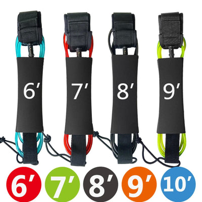 Surf Leash 6-10ft SUP Board Surf Leg Rope Surfboard Leash TPU Stainless Swivels Inflatable Paddle Board Longboard Foot Rope - Slobuy