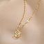 Sweet Zircon Crystal Pendant Necklace For Women Korean Fashion Stainless Steel Clavicle Chain Jewelry Female Wedding Accessories - Slobuy