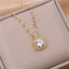 Sweet Zircon Crystal Pendant Necklace For Women Korean Fashion Stainless Steel Clavicle Chain Jewelry Female Wedding Accessories - Slobuy