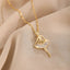 Sweet Zircon Crystal Pendant Necklace For Women Korean Fashion Stainless Steel Clavicle Chain Jewelry Female Wedding Accessories - Slobuy