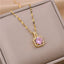 Sweet Zircon Crystal Pendant Necklace For Women Korean Fashion Stainless Steel Clavicle Chain Jewelry Female Wedding Accessories - Slobuy