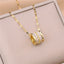 Sweet Zircon Crystal Pendant Necklace For Women Korean Fashion Stainless Steel Clavicle Chain Jewelry Female Wedding Accessories - Slobuy