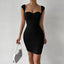 Sweetheart Neck Bodycon Dress, Party Wear Solid Sleeveless Dress, Women's Clothing - Slobuy