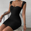 Sweetheart Neck Bodycon Dress, Party Wear Solid Sleeveless Dress, Women's Clothing - Slobuy