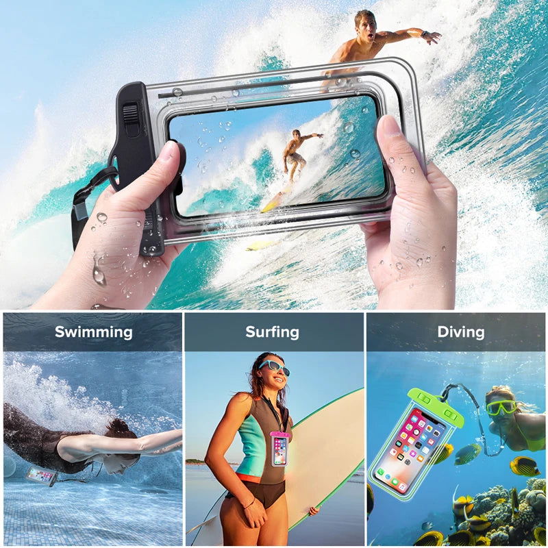 Swimming Bags Waterproof Phone Case Water proof Bag Mobile Phone Pouch PV Cover for iPhone 12 Pro Xs Max XR X 8 7 Galaxy S10 - Slobuy