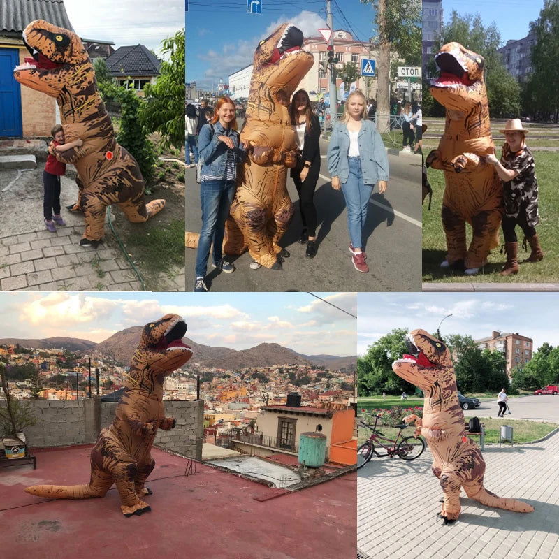 T-rex inflatable uit Tyrannosaurus Dinosaur Costume Child Kids Adult Role-playing Fancy Halloween Mascot Party Apparel - Slobuy