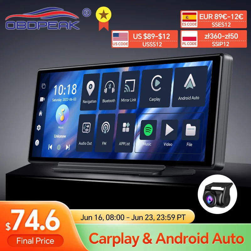 T30 10.26 AI Screen Dash Cam Android 13 System Carplay Android AUTO 5G WIFI GPS Navigation Rearview Mirror Camera Video Recorder - Slobuy