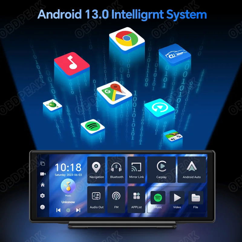 T30 10.26 AI Screen Dash Cam Android 13 System Carplay Android AUTO 5G WIFI GPS Navigation Rearview Mirror Camera Video Recorder - Slobuy