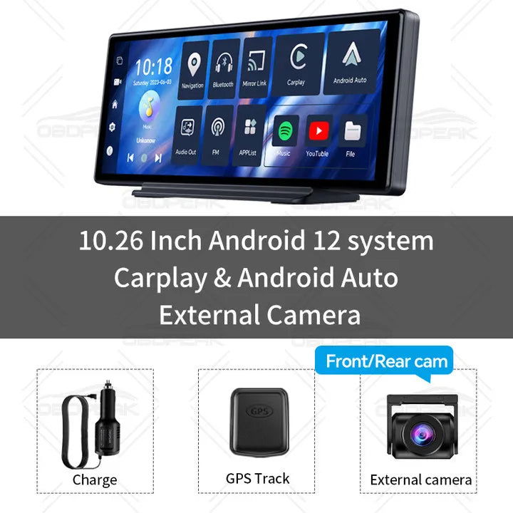 T30 10.26 AI Screen Dash Cam Android 13 System Carplay Android AUTO 5G WIFI GPS Navigation Rearview Mirror Camera Video Recorder - Slobuy