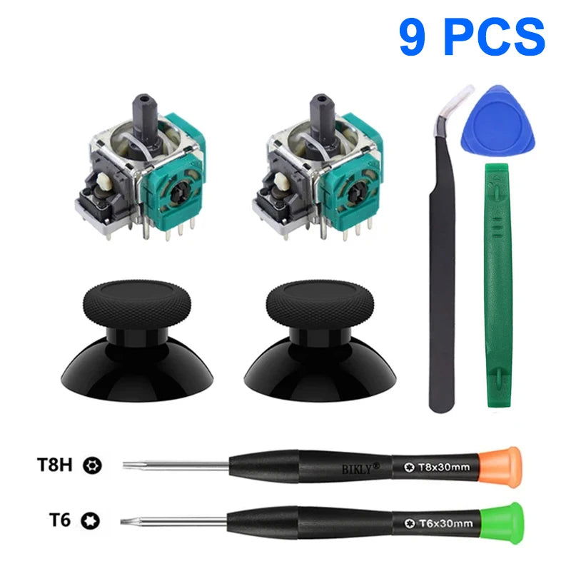 9 in 1 Joystick Replacement Kits for Xbox Series X/S Xbox One Controller with T6/T8 Screwdriver 3D Analog Thumbstick Repair Kit - Slobuy