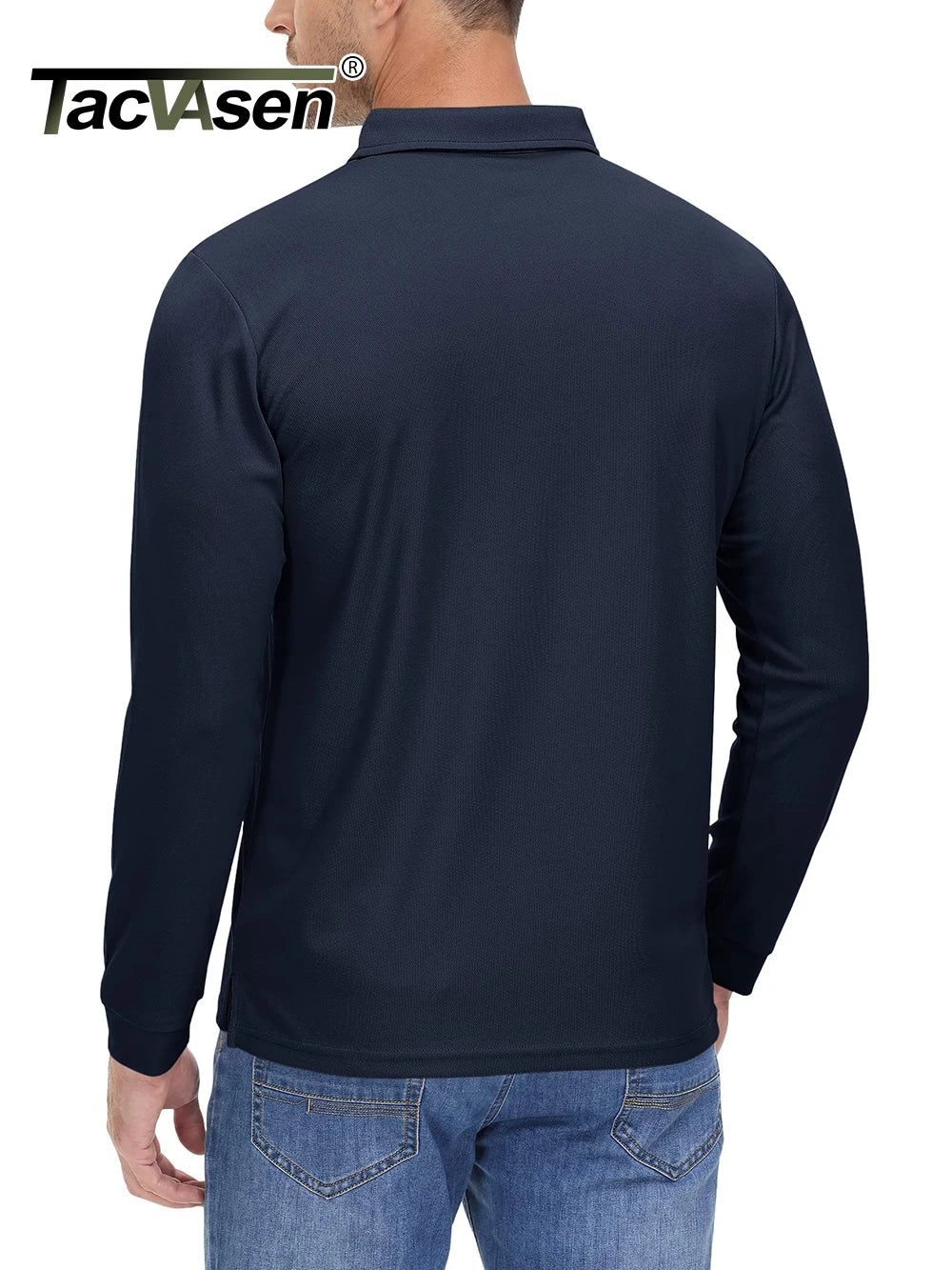 TACVASEN Long Sleeve Polos Quick Dry T-shirts Mens Breathable Sports Tees Casual Golf Polo Shirts Work T-shirt Pullover Tops Man - Slobuy