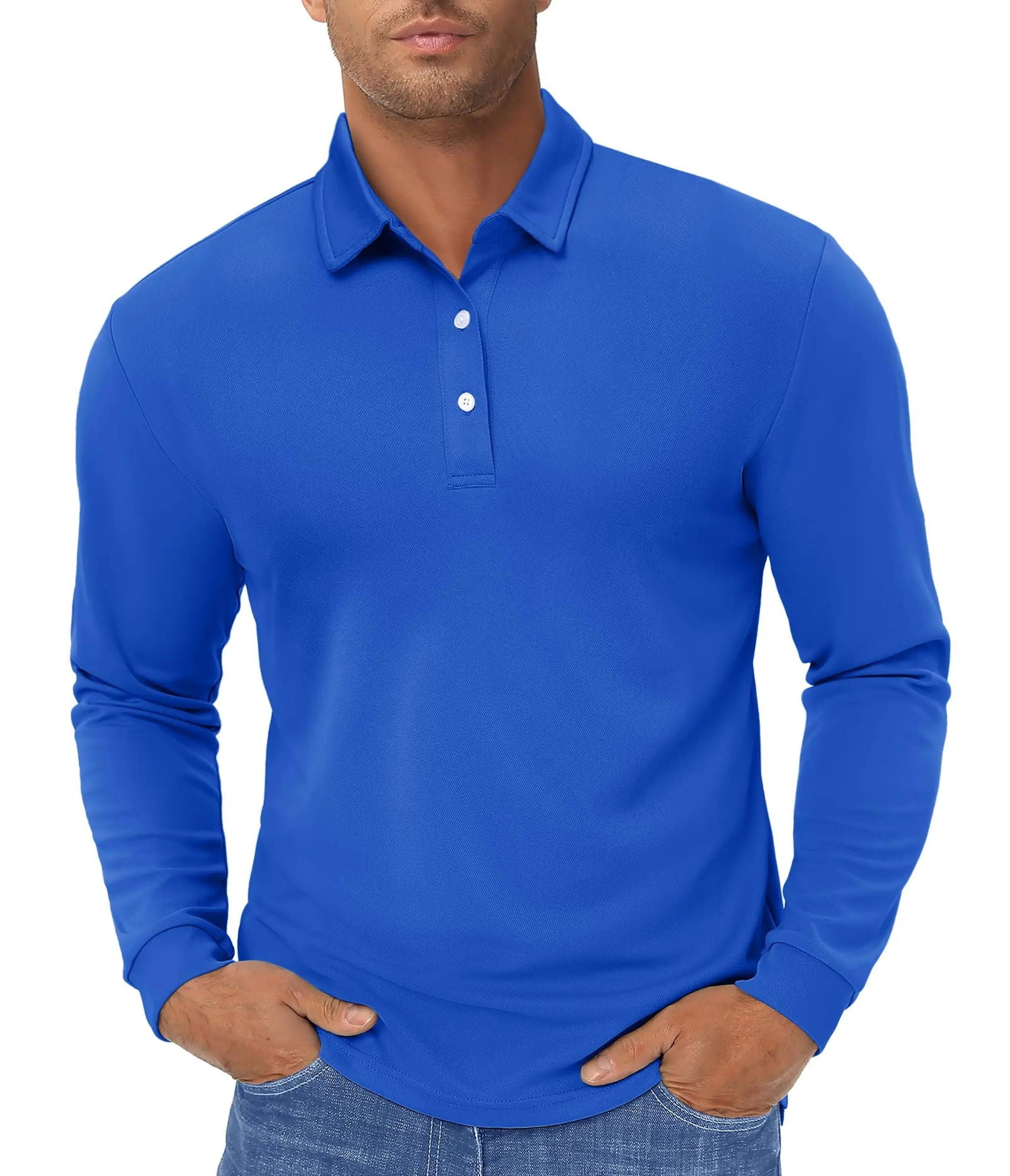 TACVASEN Long Sleeve Polos Quick Dry T-shirts Mens Breathable Sports Tees Casual Golf Polo Shirts Work T-shirt Pullover Tops Man - Slobuy