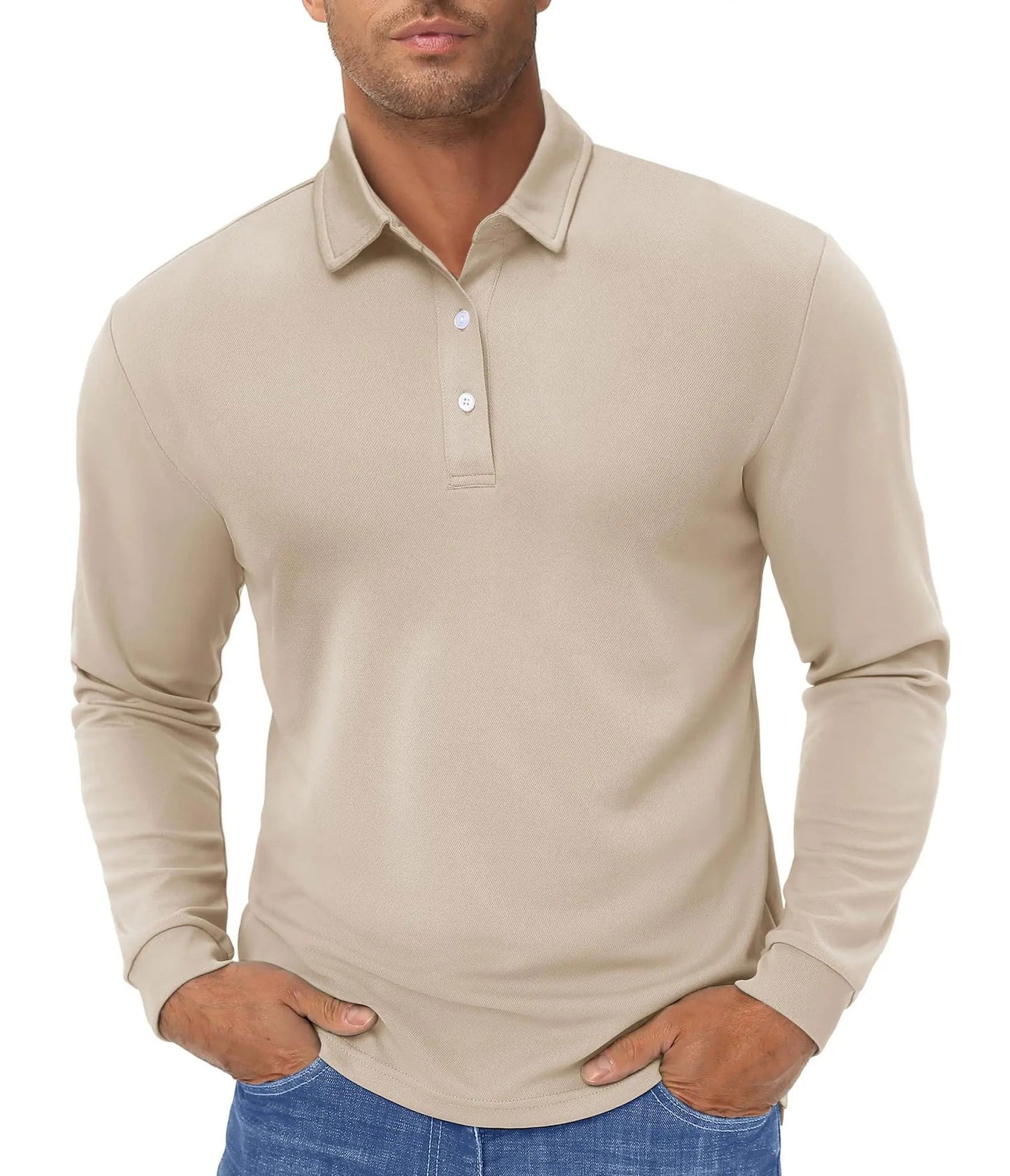 TACVASEN Long Sleeve Polos Quick Dry T-shirts Mens Breathable Sports Tees Casual Golf Polo Shirts Work T-shirt Pullover Tops Man - Slobuy