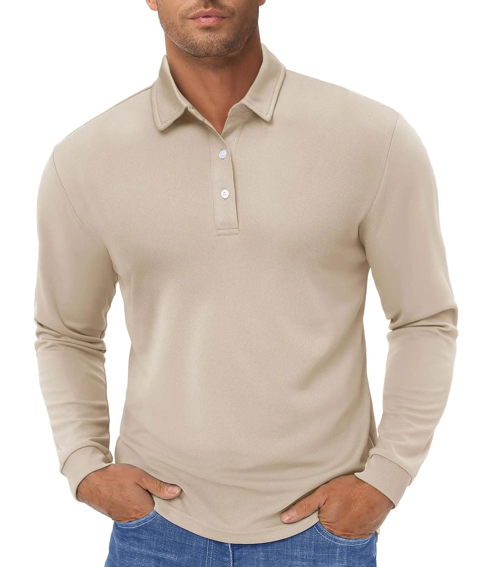 TACVASEN Long Sleeve Polos Quick Dry T-shirts Mens Breathable Sports Tees Casual Golf Polo Shirts Work T-shirt Pullover Tops Man - Slobuy