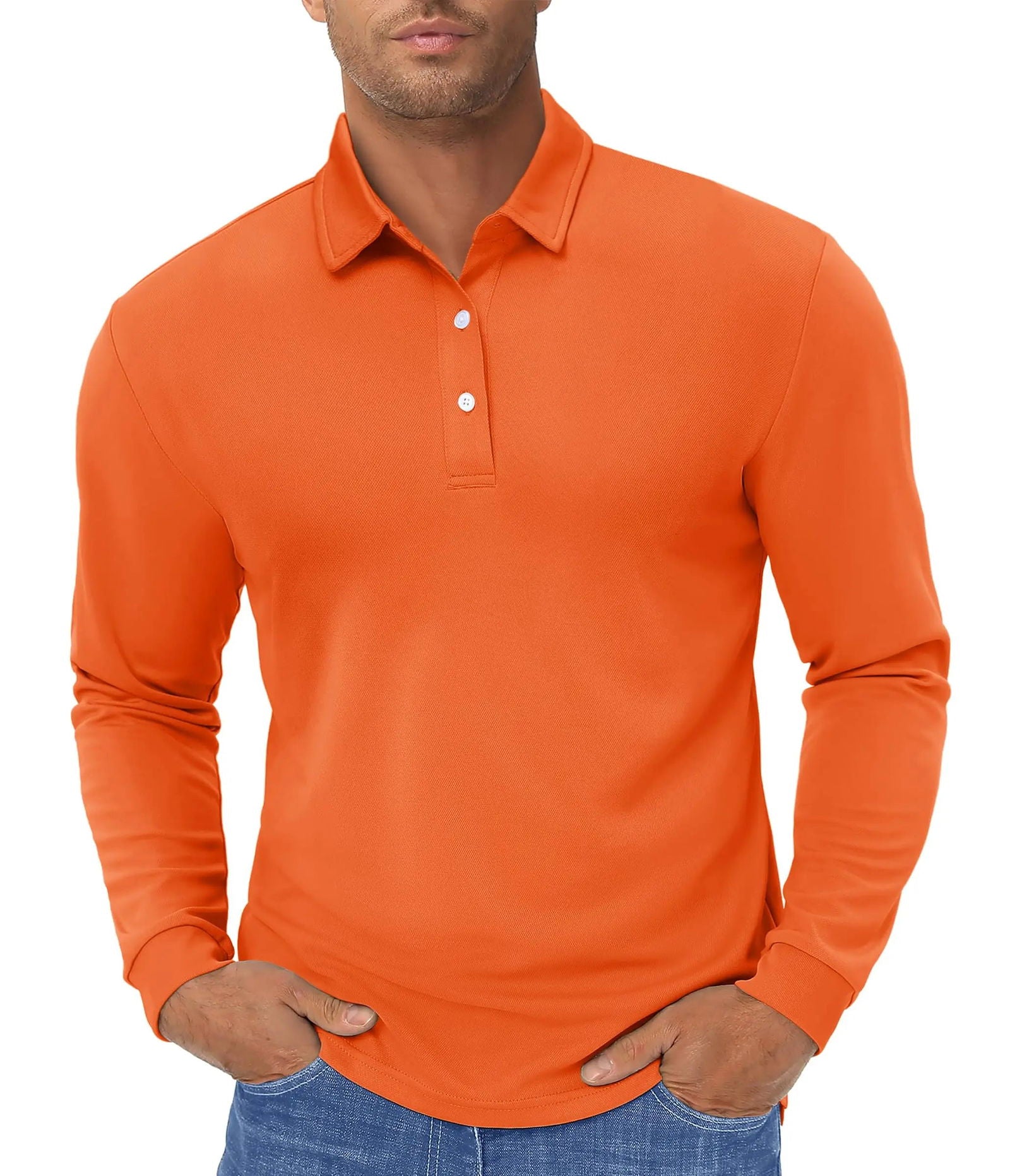 TACVASEN Long Sleeve Polos Quick Dry T-shirts Mens Breathable Sports Tees Casual Golf Polo Shirts Work T-shirt Pullover Tops Man - Slobuy